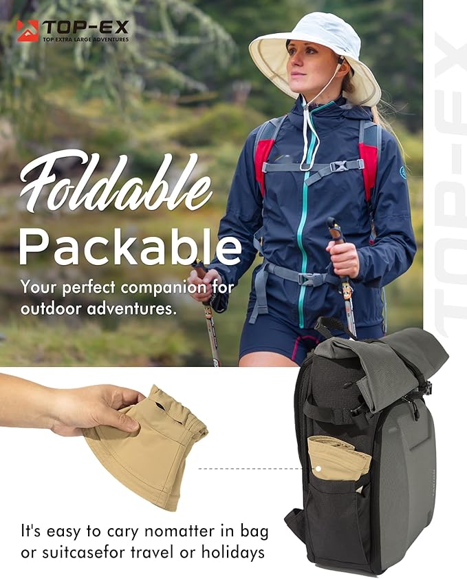 UV 50 Sun Hat for Women Wide Brim with Ponytail Hole Summer Packable Sunhat for Beach Fishing Hiking Gardening Waterproof