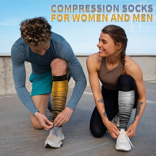 Graduated Copper Compression Socks for Men & Women Circulation 8 Pairs 15-20mmHg - Best for Running Athletic Cycling