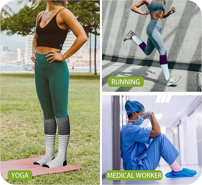 LEVSOX Viscose Made from Bamboo Compression Socks for Pregnant Women 20-30 mmHg Knee High Cute Mens Supports Socks for Travel