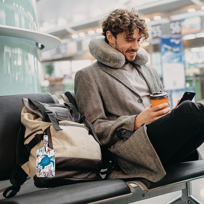 4 Pack Luggage Tag for Suitcases TSA Approved, Leather Suitcase Tags Identifiers, Cute Bag Name Travel Tags ID Labels for Women Men Cruise Airport Luggage Travel Essentials by Sodsay