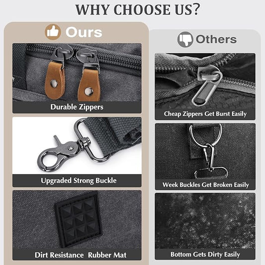 Gonex Canvas Duffle Bag for Travel, 60L Duffel Overnight Weekend Bag (Gray)