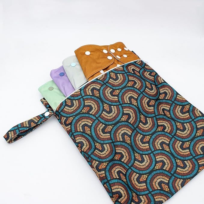 Wet Dry Bag Waterproof Reusable Wet Bag for Swimsuit, Travel, Beach, Pool, Bathing Suit, Diapers, Dirty Yoga Gym Clothes Daycare Organizer One Zippered Pocket (orange dot)