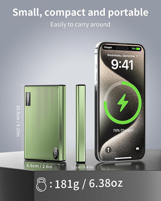 Portable Charger Power Bank, 10000mAh Wireless Charger Phone with USB C to 20 W PD Fast Charging Cable, Mag-Safes Battery Pack Magnetic Charger for Phone 17/16/15/14/13/12 Pro/Pro Max/Plus Pad