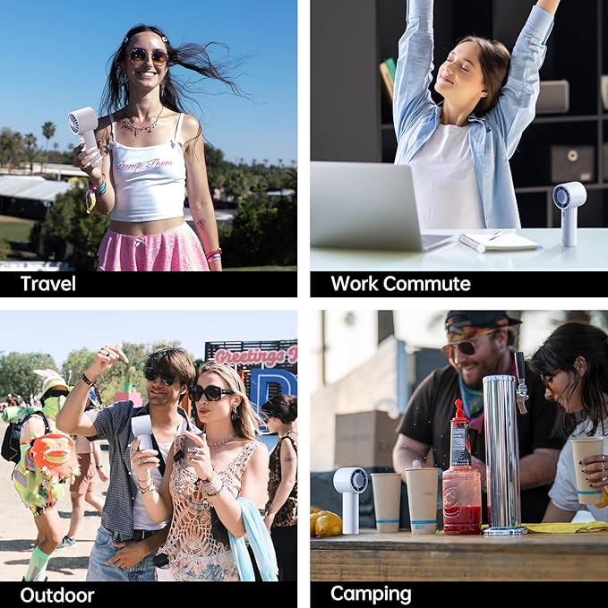 JISULIFE Portable Handheld Fan, 4000mAh Rechargeable Mini,Up to 22 Hours Cooling,5 Speed Strong Wind, USB Personal Fan for Travel Outdoor Camping Beach Makeup(Blue)