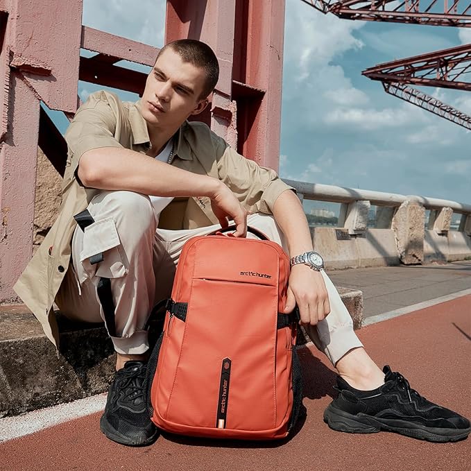 Orange (Yellow) 15.6 In Laptop Travel Backpack for Couple Women Men, 30L Anti-Theft Compact Carry on Travel Flight Approved for Work, Commuting, and Weekend Casual Daypack