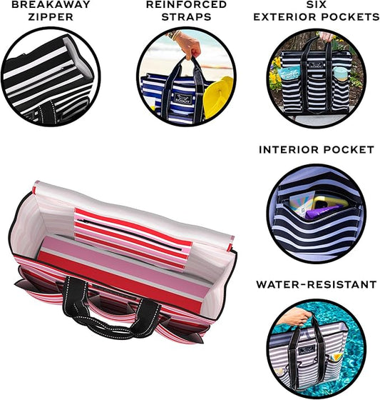 SCOUT Rocket Pocket Tote - Multi-Pocket Travel, Nurse, Teacher, Mom Tote, 7 Pockets Total, Two Sets of Straps, Folds Flat