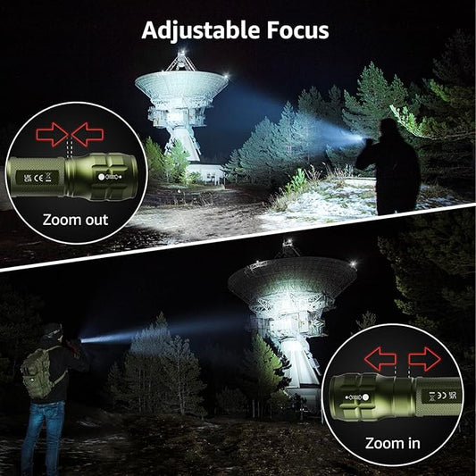 Lighting EVER LED Flashlights High Lumens, Small Flashlight, Waterproof, Adjustable Focus Flash Light for Outdoor, Emergency, AAA Batteries Included