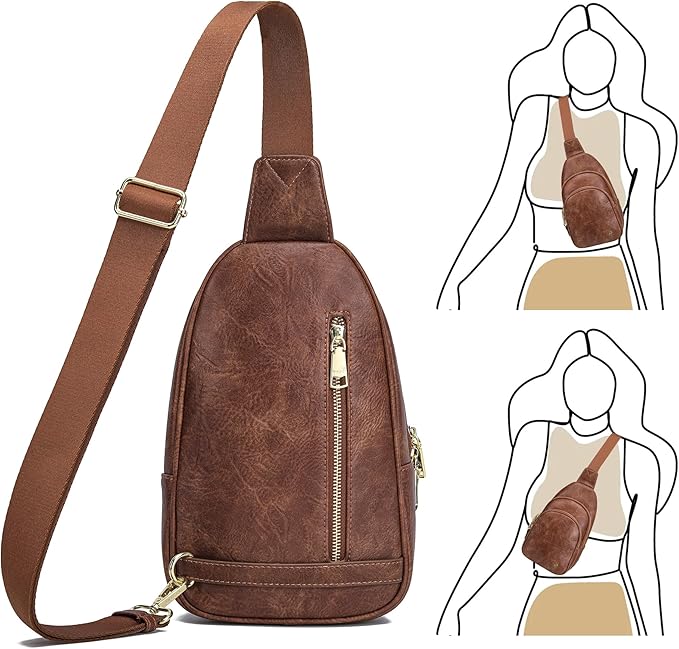 INICAT Crossbody Sling Bags Fanny Packs Valentine's Day Gifts Vegan Leather Travel Vacation Essentials Purses Women