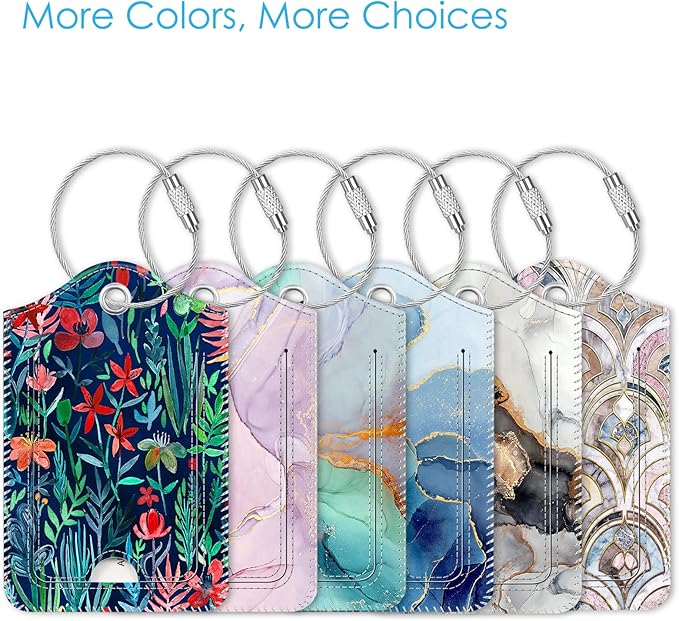 Fintie Luggage Tags, Privacy Cover ID Label with Stainless Steel Loop and Address Card for Travel Bag Suitcase - Jungle Night (2 Piece)