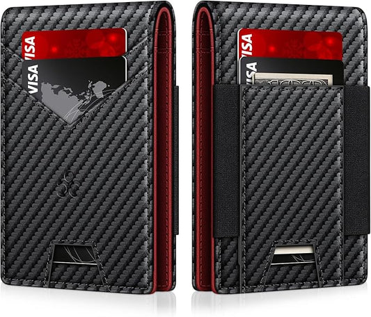 Wallet for Men Slim Leather Wallets for 13-17 Cards, RFID Blocking Thin Card Holder Wallet with ID Window & Large Capacity Cash Slot, Minimalist Bifold Small Wallet for Front Pocket, Gift for Men