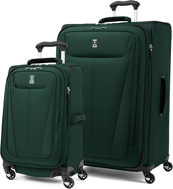 Travelpro Maxlite 5 Softside Expandable 2-Piece Luggage Set — Carry-On and Large Checked Luggage — Forest Green