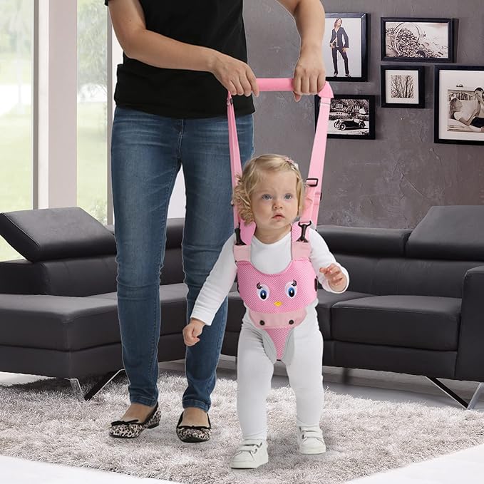 IULONEE Baby Walking Harness Breathable Handheld Kids Toddler Helper Assistant Adjustable Infant Walker Help Baby Walk Stand Up Child Learning Belt for 8-24 Month Old Babies Activity (Pink)