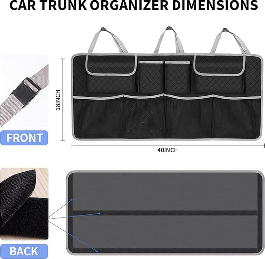 Car Trunk Organizer and Storage, Large Capacity Backseat Hanging Storage Accessories, Backseat Car Organizer for SUV/MPV/Truck (Gray)