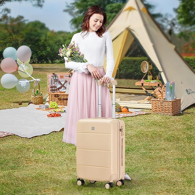 Hanke 28 Inch Luggage Large Suitcase with Spinner Wheels Tsa Luggage Hard Case Suitcases for Women Men Rolling Checked Luggage(Cuba Sand)