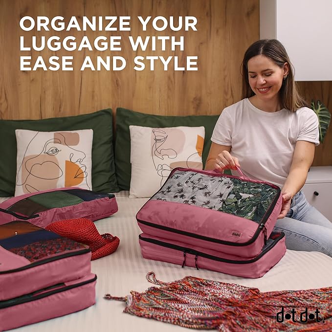 Large Packing Cubes for Suitcases - 5 Pcs set of Packing Cubes for Travel Carry on Suitcase Organizer Bags - Travel Cubes Organizer Bags for Luggage