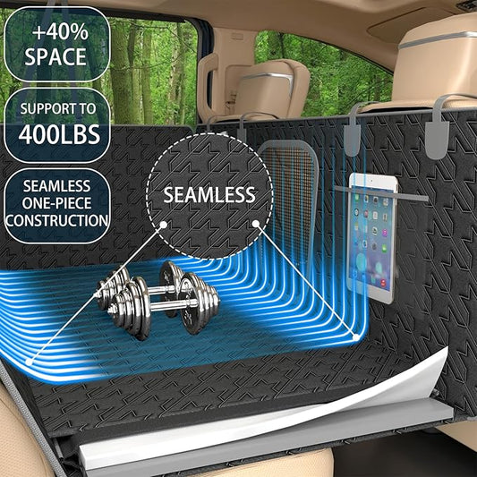 Upgraded Durable Hard Bottom Dog Car Seat Cover with EPE Sponge Cushion,Foldable Dog Rear Seat Protector,Waterproof Pet Car Seat Hammock, Seamless Car Back Seat Extender for SUV,Truck(L)