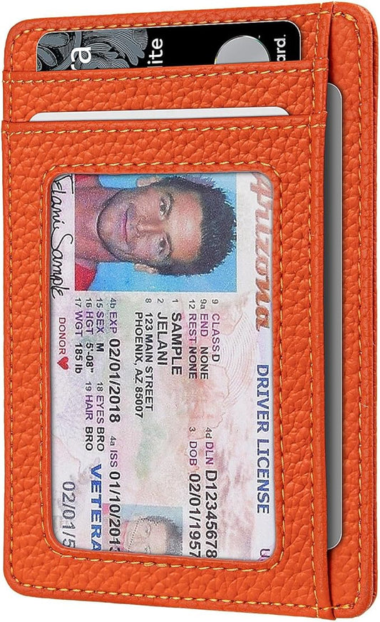 RUNBOX Slim ID Cases Minimalist Front Pocket RFID Blocking Leather Wallets for Men and Women Card Holder Wallets Gifts for men