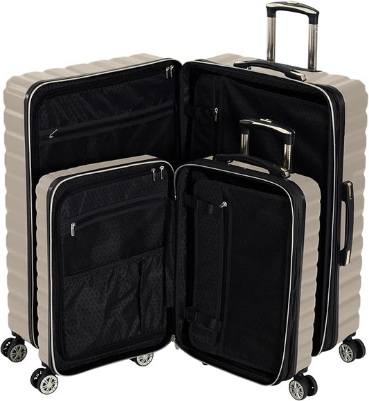 Kenneth Cole REACTION Madison Square Lightweight Hardside Chevron Expandable Spinner Luggage, Taupe, 2-Piece Set (20" & 28")