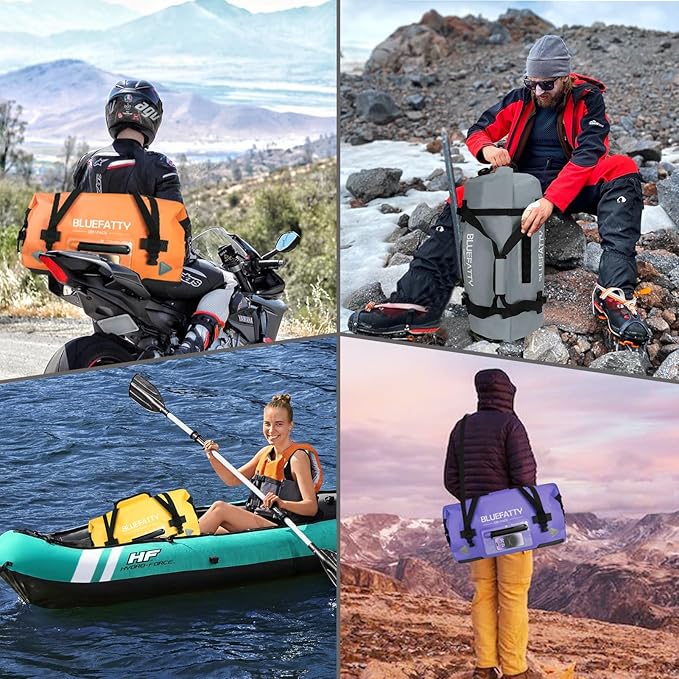 Large Waterproof Duffel Bag Roll-top Heavy Duty Dry Duffle Bags for Motorcycling, Rafting, Boating, SUP, Kayaking, Travel, 70L(Yellow)