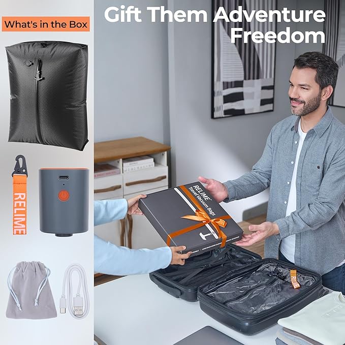 Classic Series Vacuum Bags for Travel Luggage with Wireless Pump, Compression Bags for Carry On Suitcases and Backpack, Vacuum Seal Packing cube for Cloth Packing (1PC + PUMP)