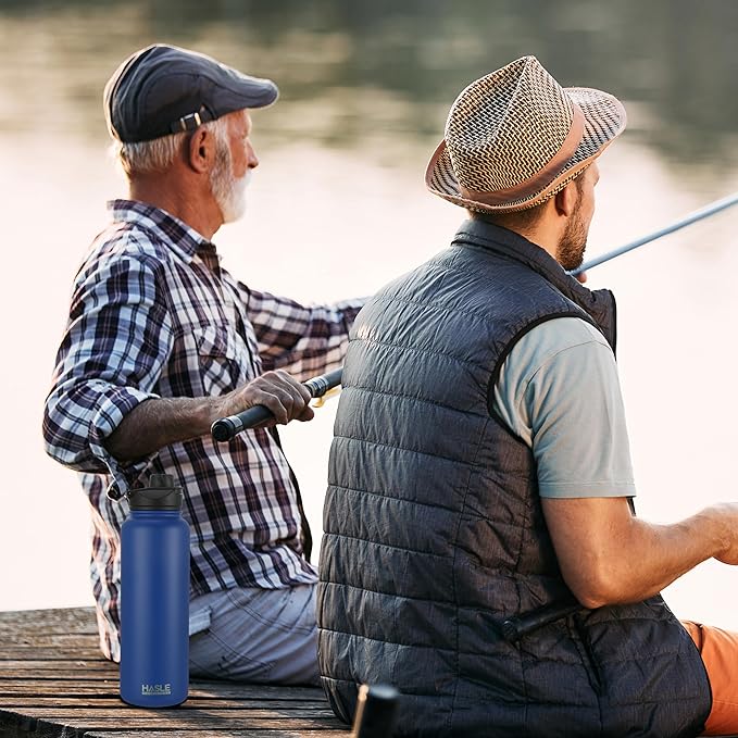 HASLE OUTFITTERS 40oz Stainless Steel Water Bottle, Vacuum Insulated Double Walled Leak Proof Sports Water Bottle with 2 Lids (Straw and Spout Lid) Keep Cold and Hot(Royal Blue,1)