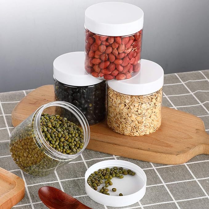 SATINIOR 36 Pieces 8 oz Plastic Jars with Lids Wide Mouth Airtight Reusable Container Acrylic Cosmetic Small Jars for Lotions Ointments Travel Toiletries Creams Make up Storage(White)