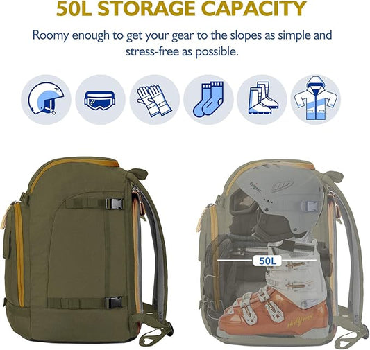 Unigear Ski Boot Bag Backpack for Helmet 50L/70L, Goggles, Gloves, Skis, Snowboard & Accessories