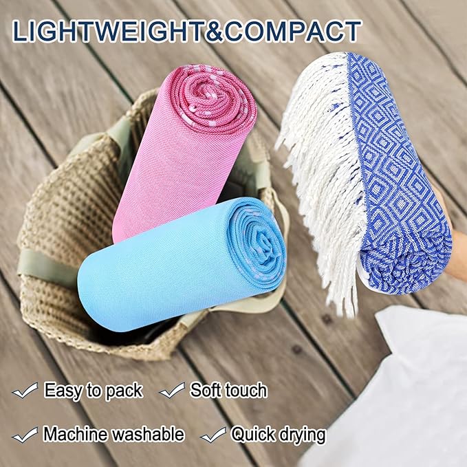 Beach Towel 2 Pack,Sand Free Beach Towels Oversized 39 x 72,Diamond Turkish Beach Towel Quick Dry,Lightweight Pool Towels for Adults,Cool Beach Essentials