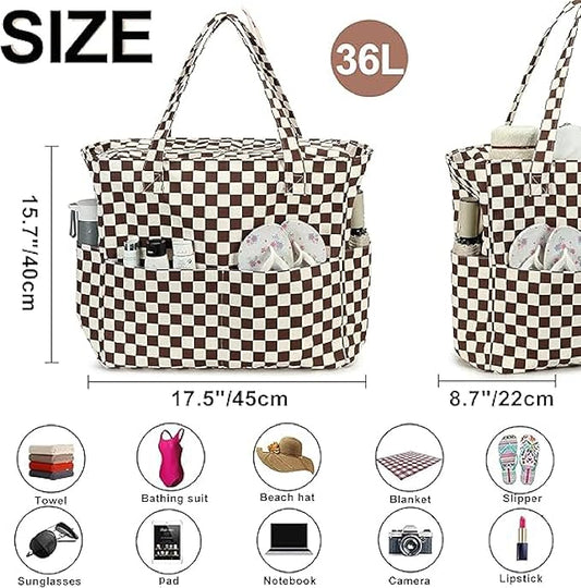 Bluboon Waterproof Beach Tote Pool Bags for Women Ladies Extra Large Carry On Bag With Wet Compartment for Weekender Travel