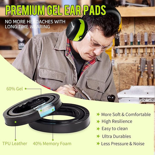 ZOHAN EM037 Bluetooth Hearing Protection,NRR 25dB Noise Reduction Ear Protection with 1500mAh Rechargeable Battery,Headphones with 40H playtime for Mowing, Snowblowing, Construction,Workshops