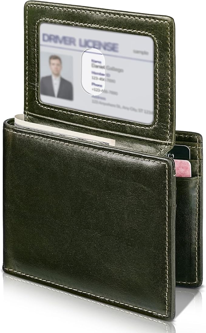 Artpaxy Mens Wallet Bifold Genuine Leather RFID Blocking Wallet for Men with 2 ID Windows 12 Card Holders 2 cash pockets 1 Gift Box