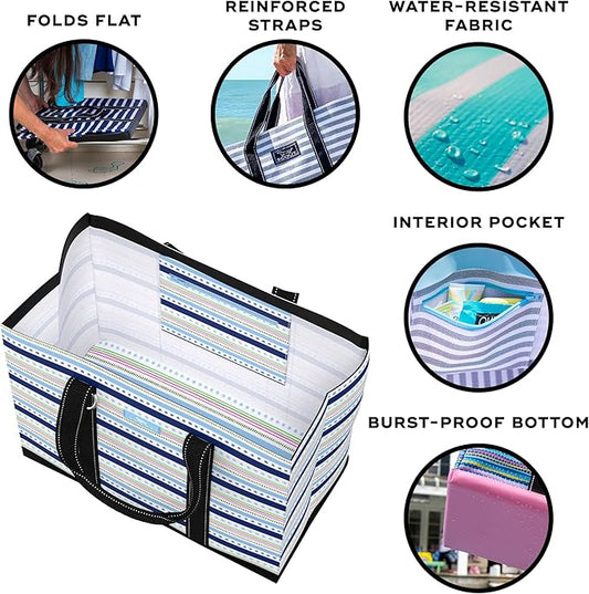 SCOUT Original Deano Tote Large - Durable Lightweight Open Top Beach, Pool & Lake Bag, Inside Zip Pocket, Folds Flat