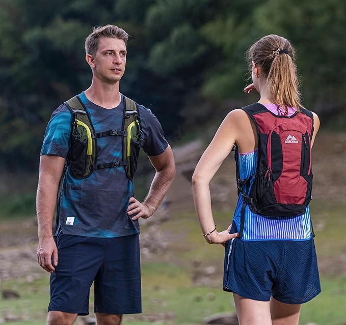 MARCHWAY Lightweight Hydration Backpack with Vest Style Straps & 2.5L TPU Water Bladder, Versatile Sleek Multi-Pocket Pack for Hiking, Cycling, Running, Backpacking, Travel