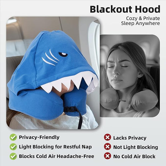 Privacy-Friendly Hooded Travel Pillow for Kids & Adults, Sensory-Friendly, Memory Foam Neck Support for Airplane, Car & Train, Breathable Fabric, Portable, Ultimate Comfort