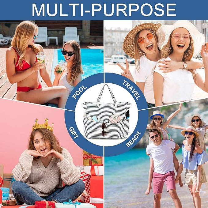 Beach Pool Bags Tote for Women Ladies Large Gym Tote Carry On Bag With Wet Compartment for Weekender Travel Waterproof