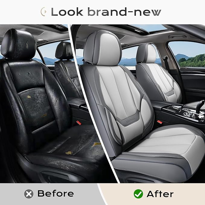 Coverado Seat Covers, Car Seat Covers Front Seats, Car Seat Cover, Car Seat Protector Waterproof, Car Seat Cushion Nappa Leather, Seat Covers Carseat Cover Universal Fit for Most Cars