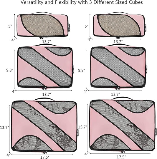 BAGAIL 6 Set Packing Cubes,Travel Luggage Packing Organizers