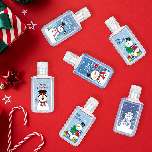 50 Pcs Christmas Mini Hand Sanitizer Bulk Christmas Gifts Favors 1fl oz Travel Size Hand Soap Gifts Small Hand Sanitizer Thank You Gifts for Xmas Goodie Bags Stocking Stuffers (Snow Man)