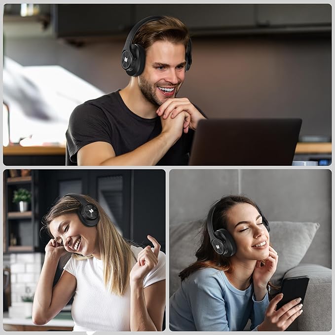 Monster Mission 200 Bluetooth Headphones, Wireless Headphones with 3 EQ Modes, Low Latency HiFi Stereo Foldable Lightweight Headset, 60H Playtime,Deep Bass for Home Office Cellphone PC Ect (Black)
