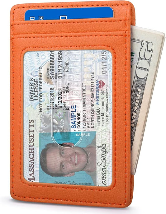 Buffway Mens Slim Wallet, Minimalist Thin Front Pocket Leather Credit Card Holder with RFID Blocking for Work Travel | Minimalist, Thin, Front Pocket, Credit Card Holder, RFID Blocking, for Work Travel