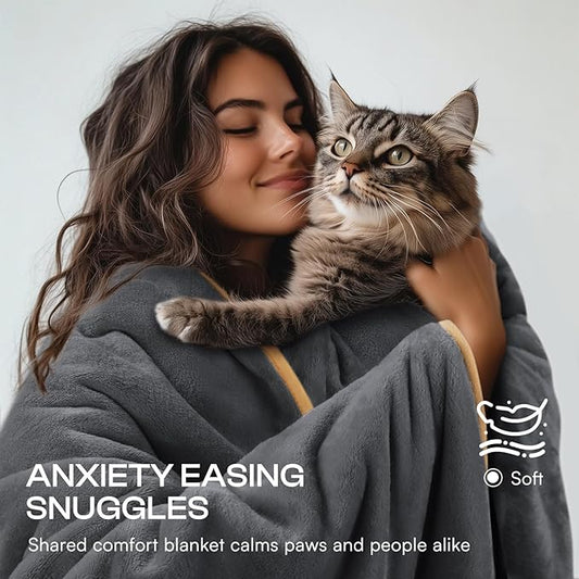 Luciphia Waterproof Pet Blanket, Liquid Pee Proof Dog Blanket for Sofa Bed Couch, Reversible Sherpa Fleece Furniture Protector Cover for Small Medium Large Dogs Cats, Grey+Beige Medium(57" x 40")