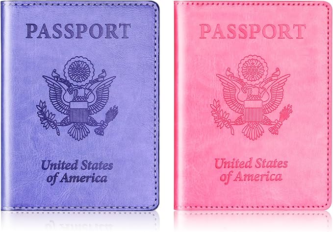 Herain Passport Holder for Travel Cruise Essentials 2 Pcs, Passport Cover Wallet Case Women Men Family, Passports Book Holders Travel Gifts Accessories Vacation Must Haves