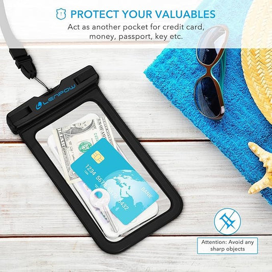 Universal Waterproof Phone Case, 2-Pack Ipx8 Waterproof Phone Lanyard Dry Bag for iPhone 17 16 15 14 13 12 11 XS MAX Pro Plus Galaxy S23 S22 Note Google Pixel HTC Moto OnePlus Phones up to 7.5"