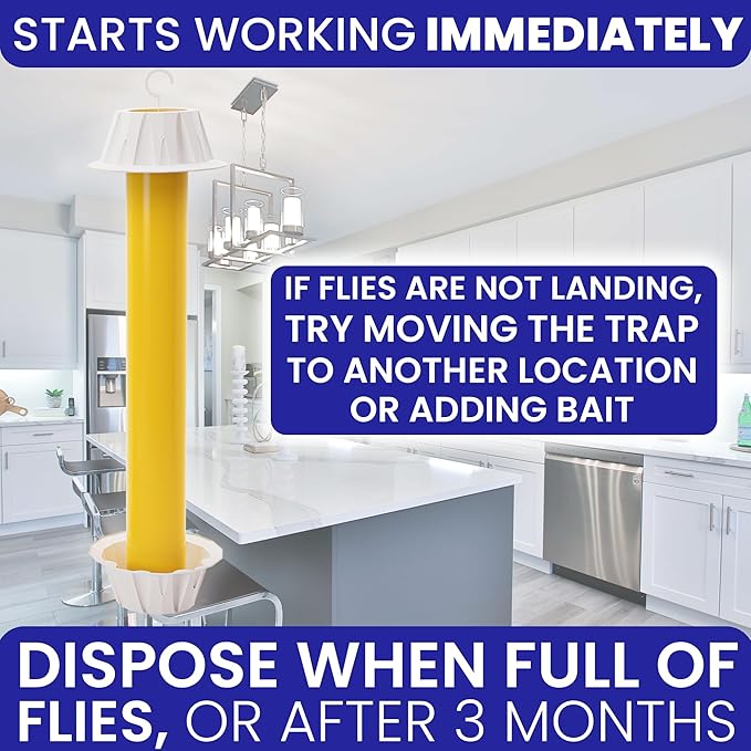 Fly Stick Sticky Fly Traps for Indoors Outdoor 4pk. Non-Toxic Super Sticky Hanging Flies Catcher Paper Tape Strips for Home. Catches All Bugs and gnats. Indoor Outdoor House Flying Insect Trap