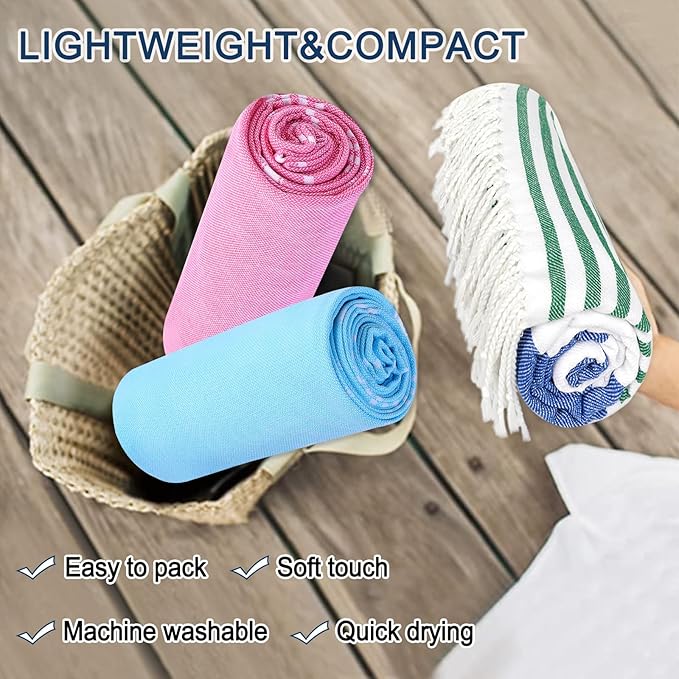 Beach Towel 2 Pack, Sand Free Oversized 39 x 72, Turkish Quick Dry Towel, Lightweight Pool Travel Towel, Cool Beach Essentials Super Absorbent