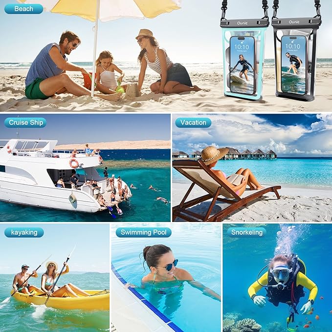 Large Waterproof Phone Pouch, Floating Waterproof Pouch for iPhone 16 15 14 13 12 Pro Max Galaxy S25 S24 S23, Adjustable Lanyard, IPX8 Waterproof Bag for Beach Cruise Swimming Rafting Boating