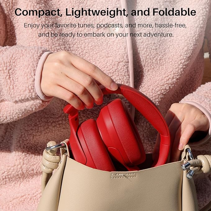 TOZO HT2 Hybrid Active Noise Cancelling Headphones, Wireless Over Ear Bluetooth Headset, 60H Playtime, Hi-Res Audio Custom EQ via App Deep Bass Comfort Fit Ear Cups, for Home Office Travel