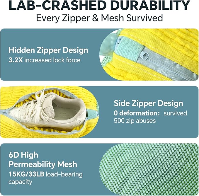 Shoe Washing Machine Bag: 2 Pack Reusable Shoes Cleaning Bags, Heavy Duty Shoe Laundry Bag for Washer & Dryer, 360° Deep Clean for Sneakers Tennis Shoes, Gifts for Women Men