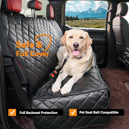 Dog Truck Seat Cover for Back Seat,Waterproof Truck Back Seat Cover for Dogs ,Heavy-Duty Scratchproof Pu Leather Bench Seat Covers for Trucks Ford F150/Chevrolet Silverado/Ram1500/GMC Sierra/Toyota