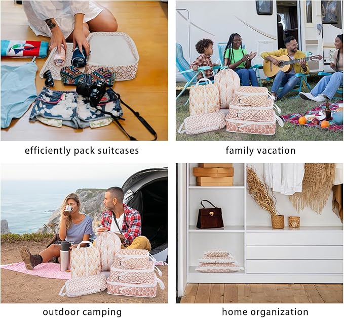 6 Pcs Compression Packing Cubes, Packing Cubes for Travel, Waterproof Luggage Organizer Bags Set, Cute Packaging Cubes for Women Kids Backpack Carry-Ons